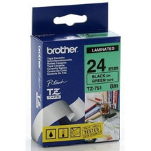 Brother TZ751 TZ-751 24mm Laminated Labelling Tape (BLACK ON GREEN)